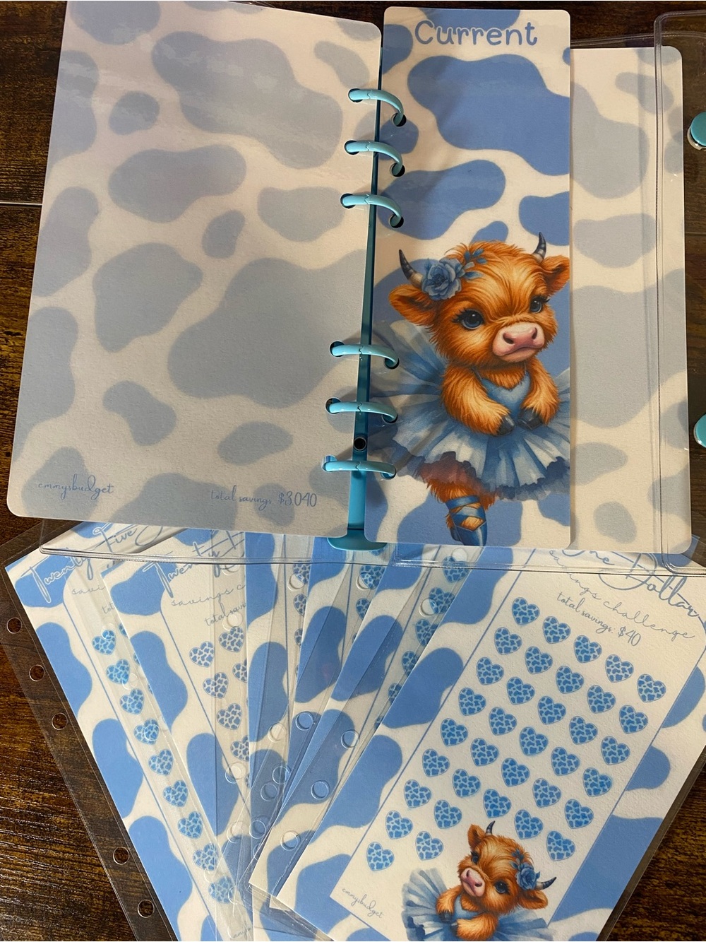 Highland Cow Ballerina Savings Challenge w/A6 Binder